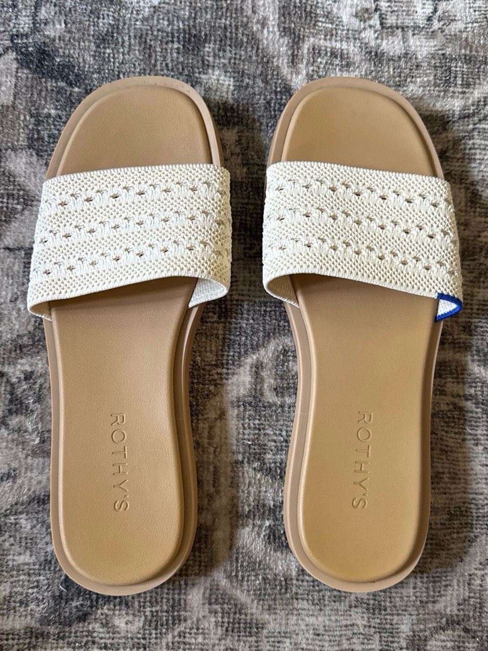 Rothy's Women's Cream Knit The Slide Sandals Size 8 - Picture 2 of 4